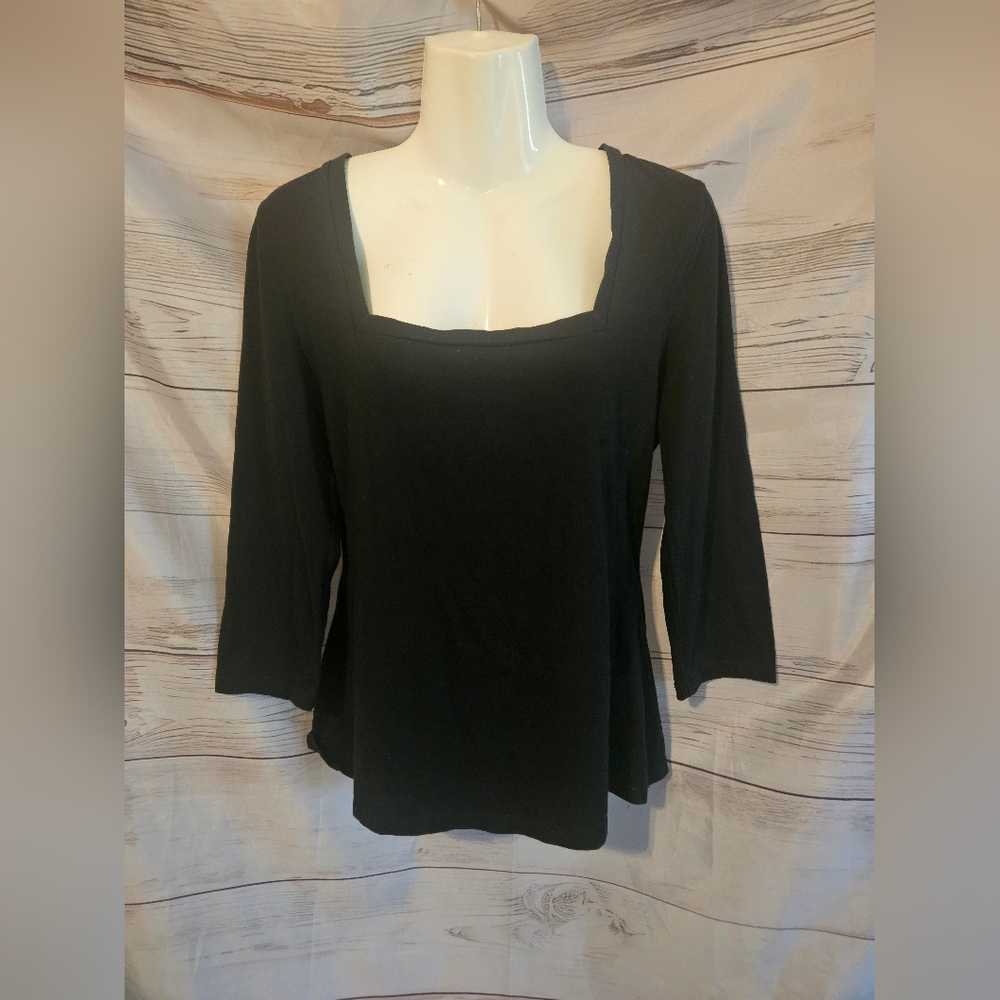 Boston Proper Square Neck Black Top M